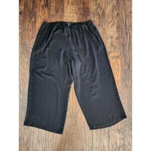Eileen Fisher Pants Women Size 3X Pull On Black Polyester Flowy